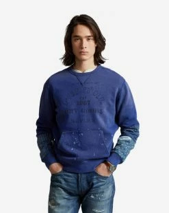 Polo Ralph Lauren Fleece Novelty Logo Crew Blue Yacht