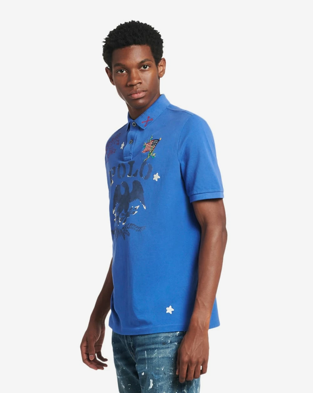 Polo Ralph Lauren AMERICANA NOVELTY MESH POLO TEE LIBERTY BLUE 4 Polo Ralph Lauren AMERICANA NOVELTY MESH POLO TEE LIBERTY BLUE - Image 2