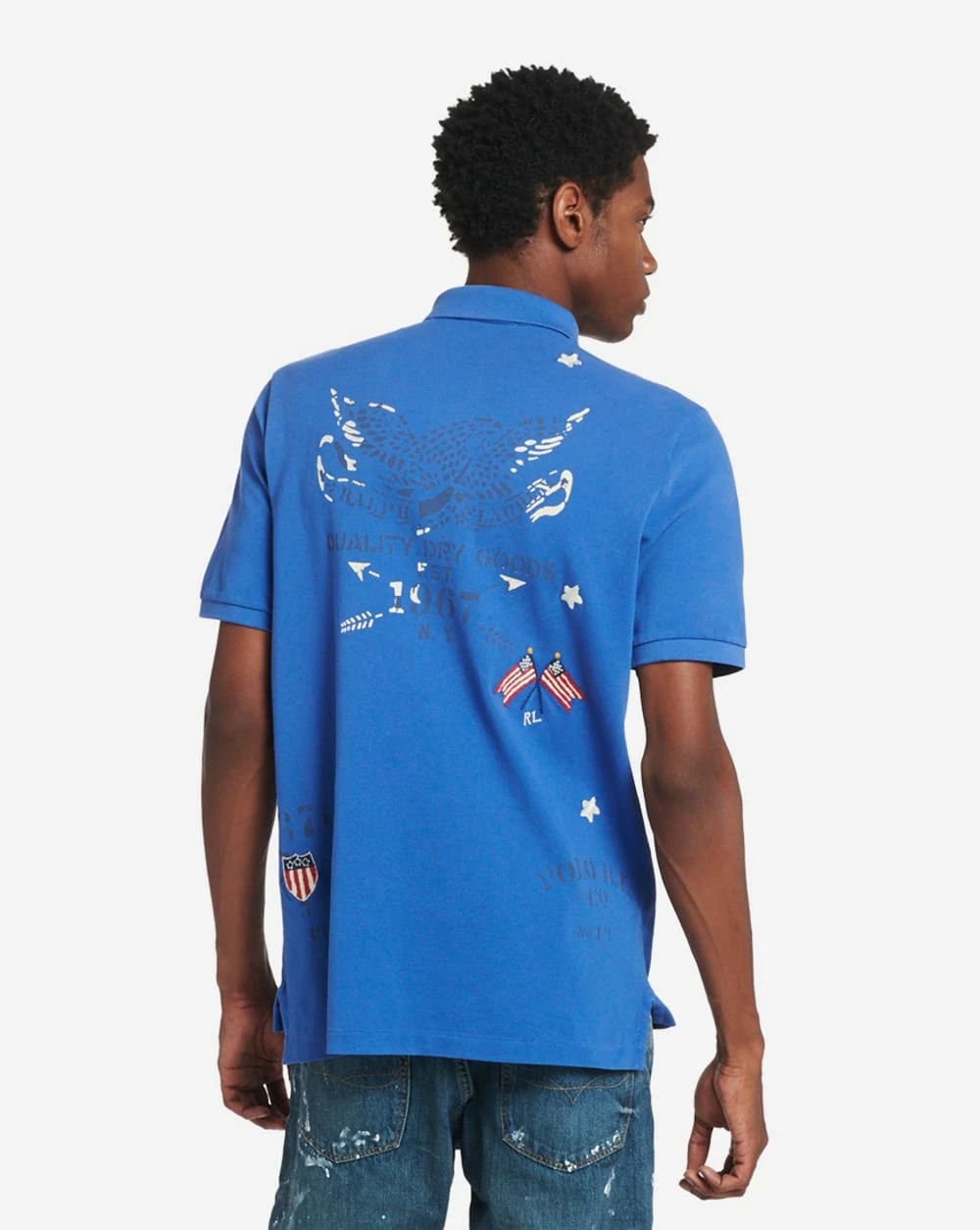 Polo Ralph Lauren AMERICANA NOVELTY MESH POLO TEE LIBERTY BLUE 5 Polo Ralph Lauren AMERICANA NOVELTY MESH POLO TEE LIBERTY BLUE - Image 3