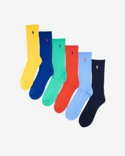 Polo 6PK Bright Solid Crew Socks Assorted
