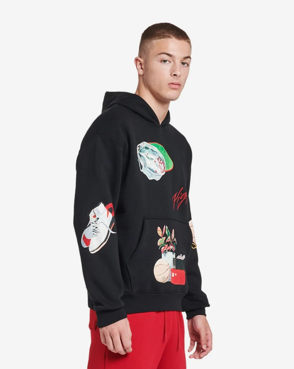 Jordan Flight Artist Fleece Pullover Hoodie Black / Sail / University Red 4 Jordan Flight Artist Fleece Pullover Hoodie Black / Sail / University Red - Image 2