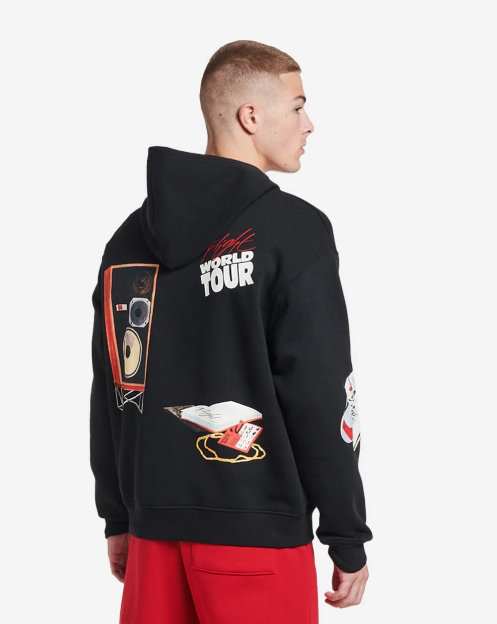 Jordan Flight Artist Fleece Pullover Hoodie Black / Sail / University Red 5 Jordan Flight Artist Fleece Pullover Hoodie Black / Sail / University Red - Image 3