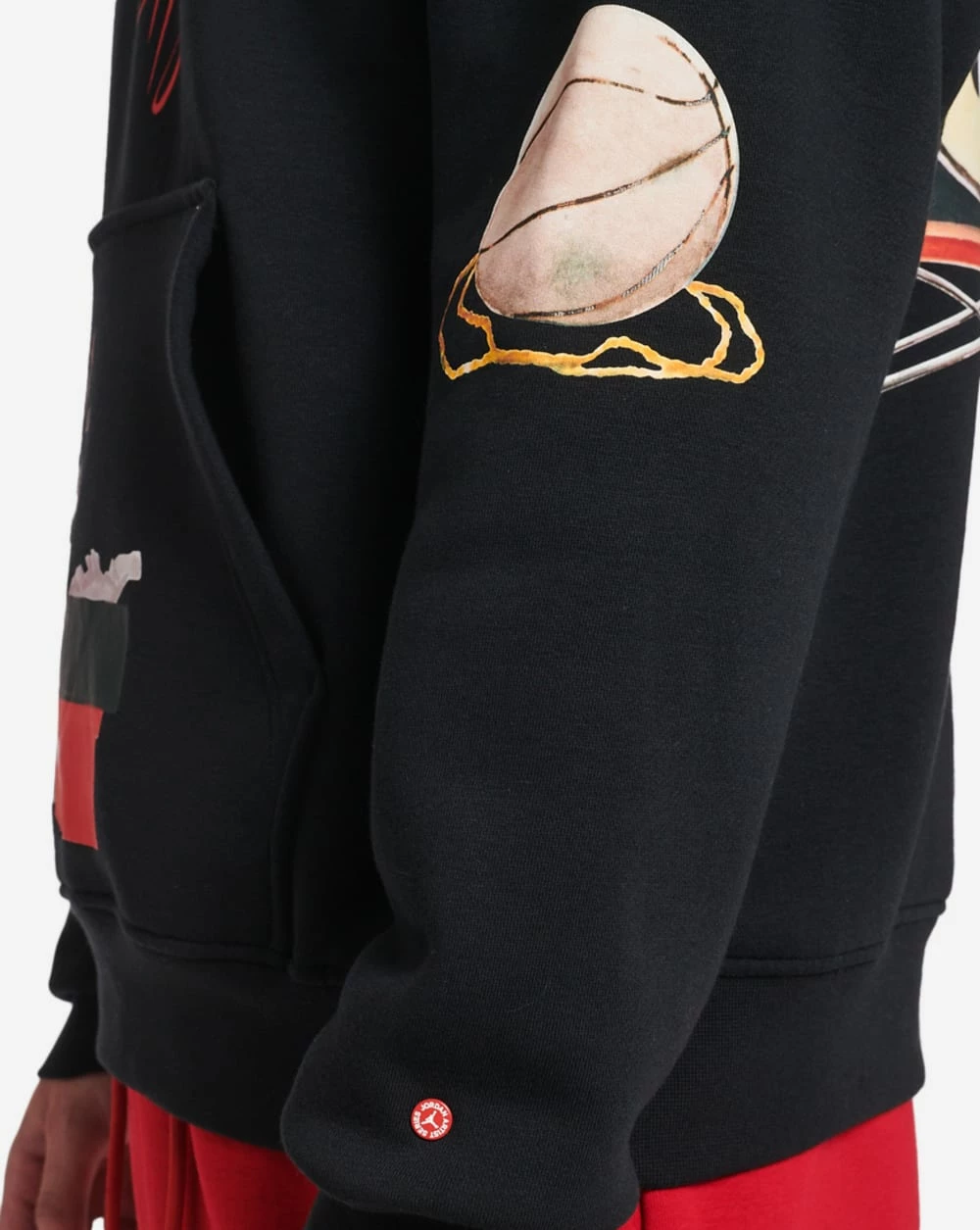 Jordan Flight Artist Fleece Pullover Hoodie Black / Sail / University Red 6 Jordan Flight Artist Fleece Pullover Hoodie Black / Sail / University Red - Image 4