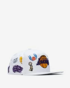 Mitchell And Ness Los Angeles Lakers Hand Drawn Snapback White