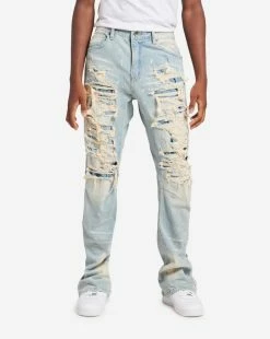 Decibel Stacked Jeans With Zipper Detail Brisbane Blue