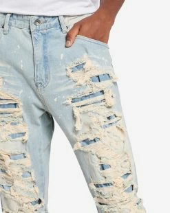 Decibel Stacked Jeans With Zipper Detail Brisbane Blue -Mens New Arivals Sales Shop JP22349J BLU 5 1800x