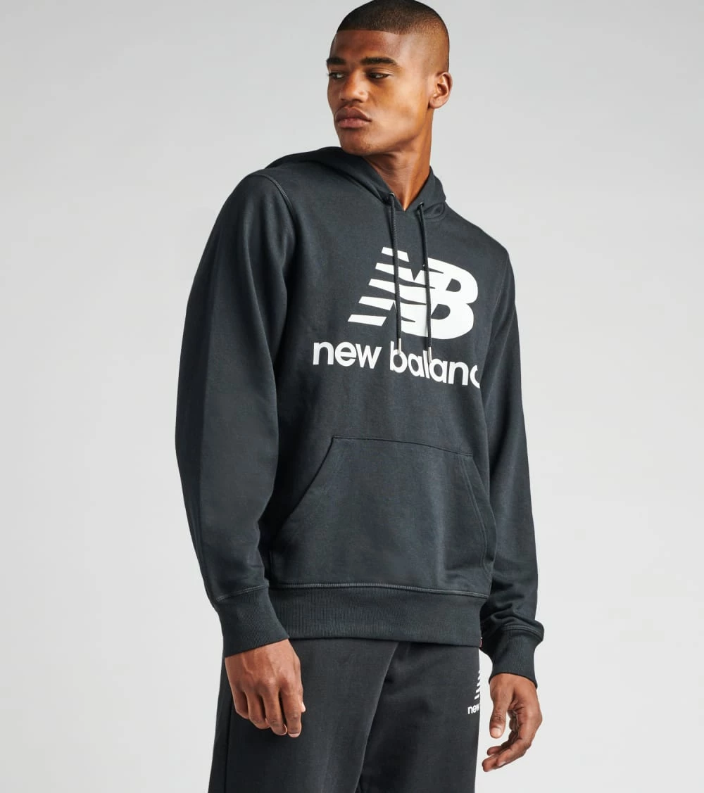 New Balance Essentials Stacked Logo Pullover Hoodie BLACK 2 New Balance Essentials Stacked Logo Pullover Hoodie BLACK