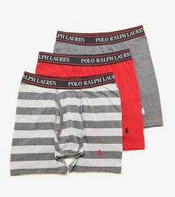 Polo Stretch Boxer Briefs 3 Pack Red/Charcoal/Heather