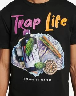 Streetz Iz Watchin TRAP LIFE TEE BLACK -Mens New Arivals Sales Shop SIW5057 BLK 4 1800x